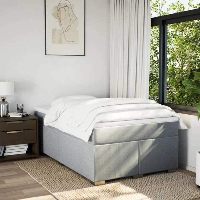 Maison Exclusive - Sommier à lattes de lit avec matelas Gris clair 120x200cm Tissu