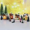 12 Pcs Mini Resin Christmas Village Houses Figurines Battery Operated Lighted LED Christmas Collectible Ornament Landscape Decor