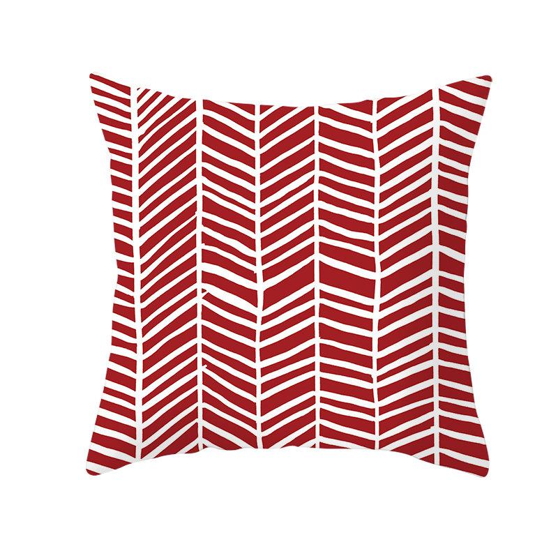 Red Geometric Cushion Cover 45X45 Pillowcase Decor Sofa Polyester Home