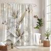 1pc Elegant White Lily and Butterfly Shower Curtain - Dreamy Romantic Style, Machine Washable Polyester for Bathroom