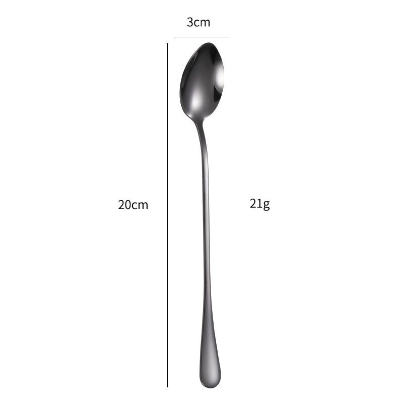 Stainless Steel Long Handle Dessert Spoon for Ice Cream and Coffee