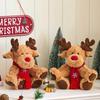 Cute, Fluffy Christmas Reindeer Plush Toy Cushion with a Red Scarf. Soft To the Touch. Perfect for Kids and Adults, Birthdays, Christmas, or As a