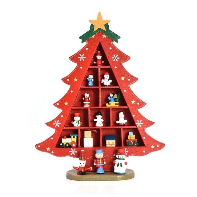 

Рождественские украшения Деревянная рождественская елка Креативный макет сцены Украшения Стол Украшение рабочего стола L красный