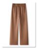 Women's 2024 Khaki Wool Blend Loose Fit Slimming Wide Leg Pants for Autumn and Winter