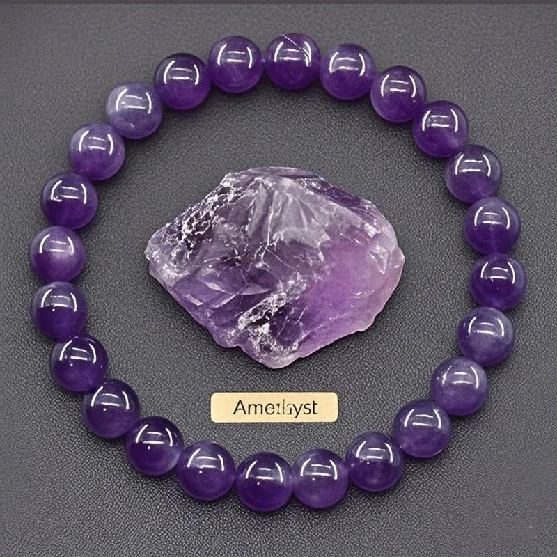Amethyst Bracelet Crystal Stone Beads for Women Jewelry Accessory