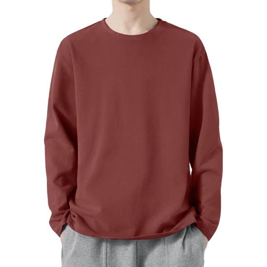 Men Sport Top Loose Pure Color Round Neck Quick-drying Plus Size Mid Length Long Sleeves Homewear Gym Running Basketball T-shirt