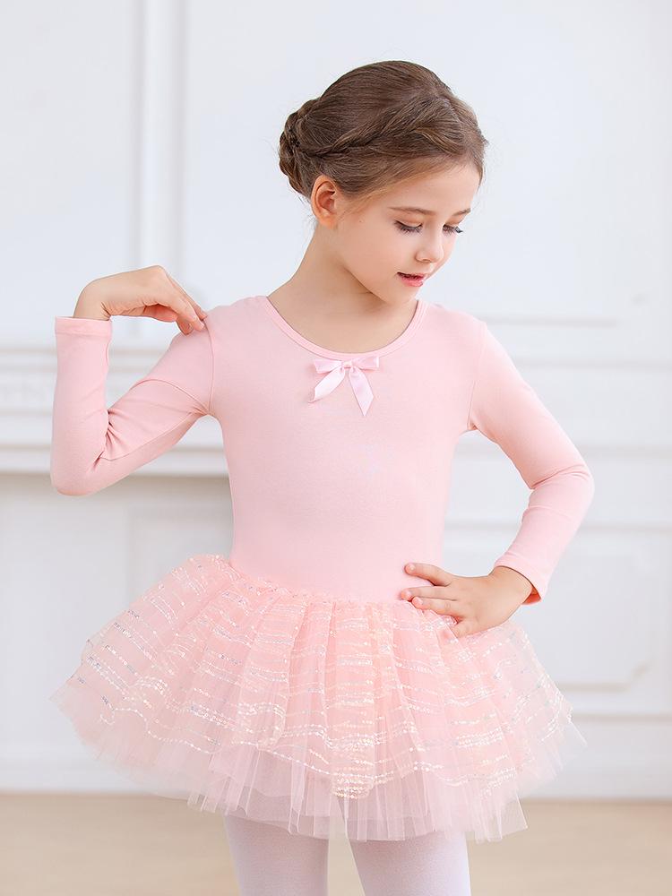 Girls' Long Sleeve Tutu Skirt Dancewear: Autumn/Winter Ballet & Figure Skating Leotard