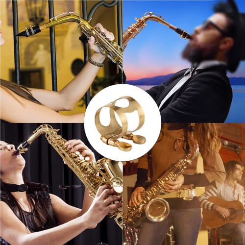 Fangzi Alto Saxophone Ligature, Brass Ligature Fastener, Adjustable Double Screws, Alto Saxophone Mouthpiece Ligature Clip Accessories
