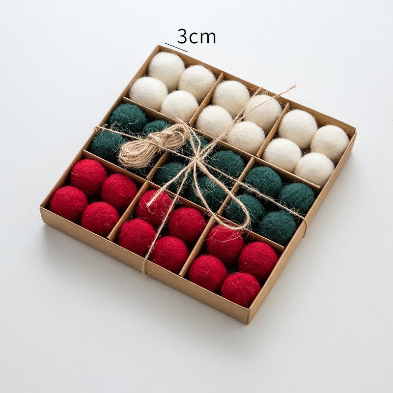 36pc/set Christmas Felt Wool Hanging Decoration Balls Charms Christmas Balls Christmas Tree Small Hangings Christmas Decoration