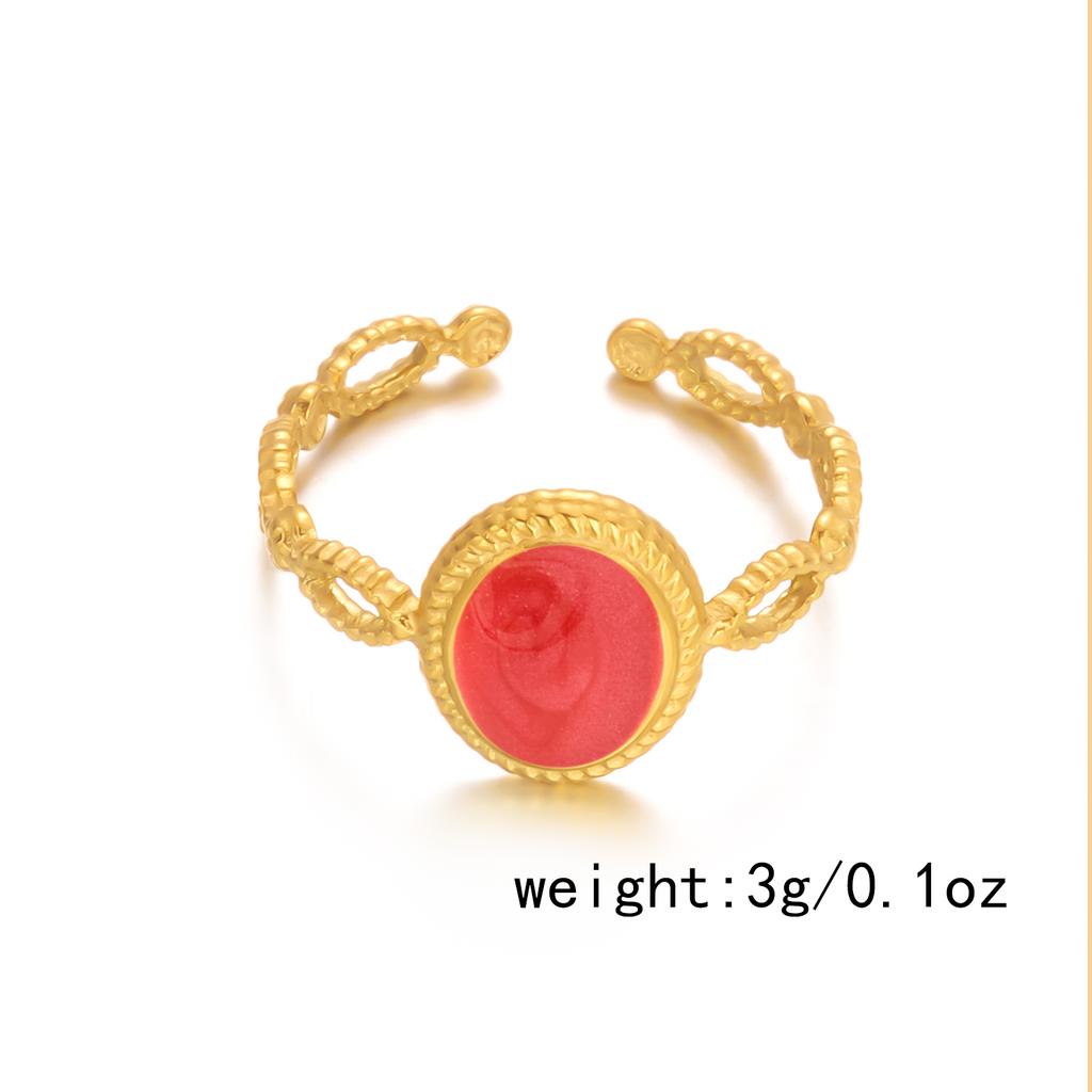 Stainless Steel Enamel Fashion Rings for Women Simple Trendy Trendy Adjustable Personality Jewelry Exquisite Minimalist Gift