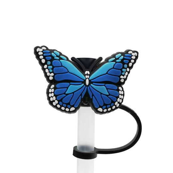 2Pcs Straw Cover Beautiful Butterfly Shape Silicone Straw Lid Food-grade Straw End Plug for Home Party Bar