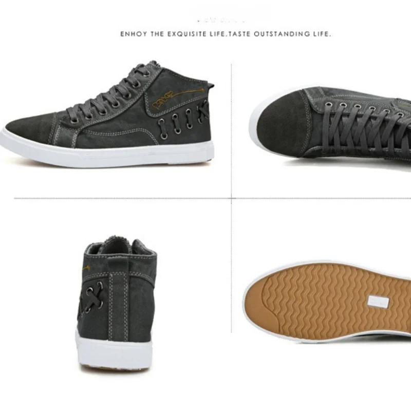 Canvas Shoes for Men 2024  New Men's Casual Shoes High Top Vulacnized Shoes Male Flats Lace-up Sneakers Zapatos Hombre for Male