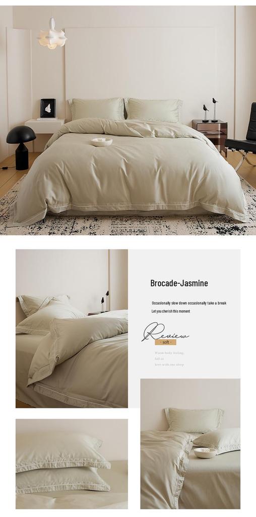 100-Piece Luxury Cotton Satin Bedding Set – Solid Color Duvet Cover with Xinjiang Long-Staple Cotton Sheets.