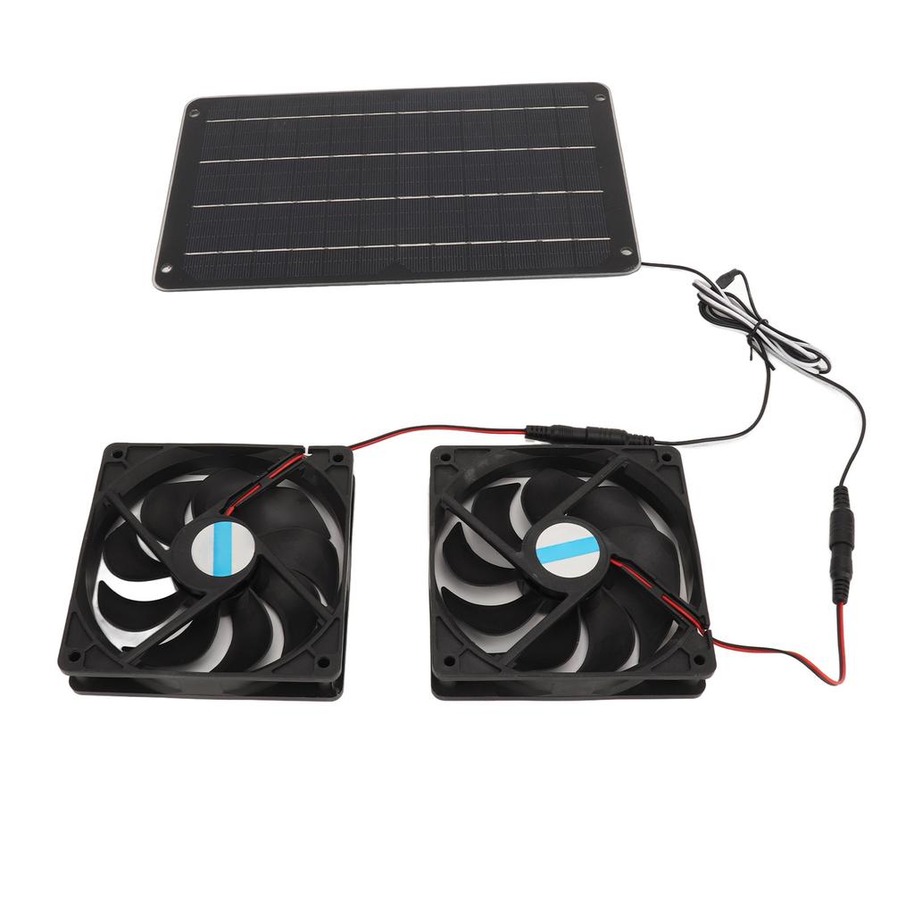 20W Solar Panel Fan Kit Heat Dissipation Ventilation Solar Powered Dual Fan with Switch for Chicken