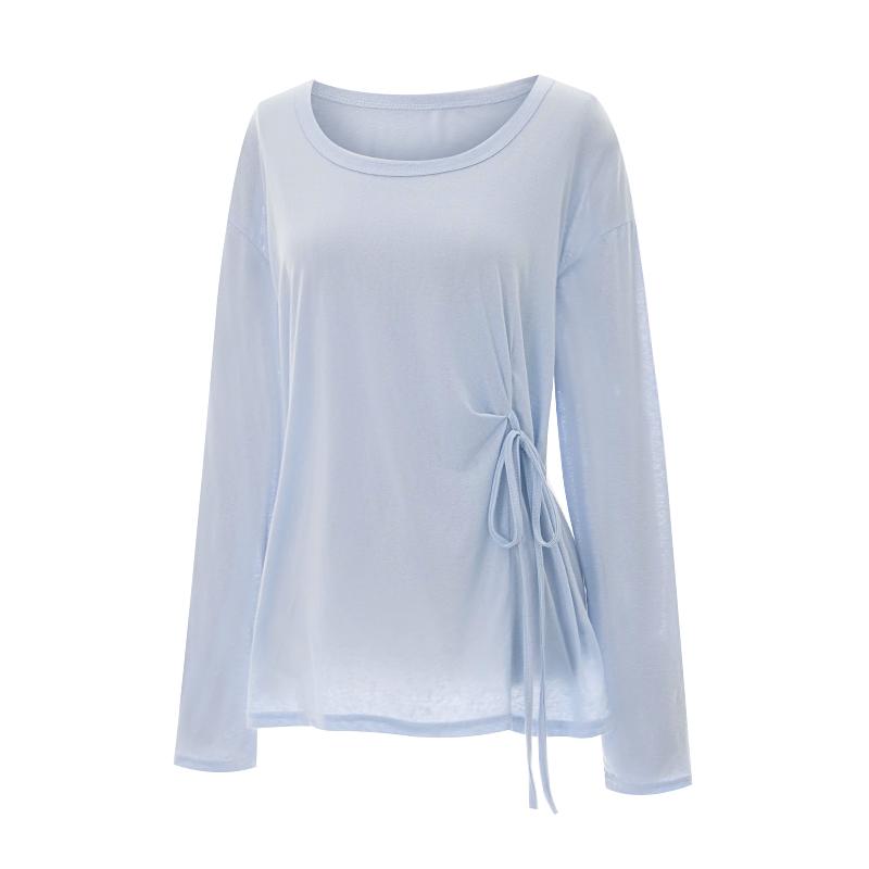 TVIEW Round Shirred Tie Loose Fit T-Shirt_V6A-Cts017