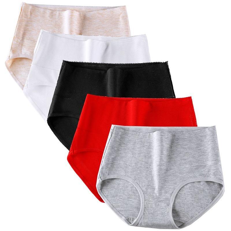 Frauen Plus Größe Einfarbig M-7XL Slips Unterwäsche Hohe Taille Höschen Baumwolle Unterhose Dessous