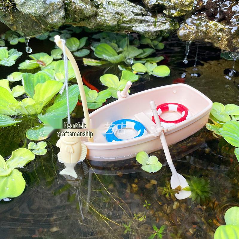 Miniature Floating Boat Ornament - DIY Model for Fish Tank & Landscaping