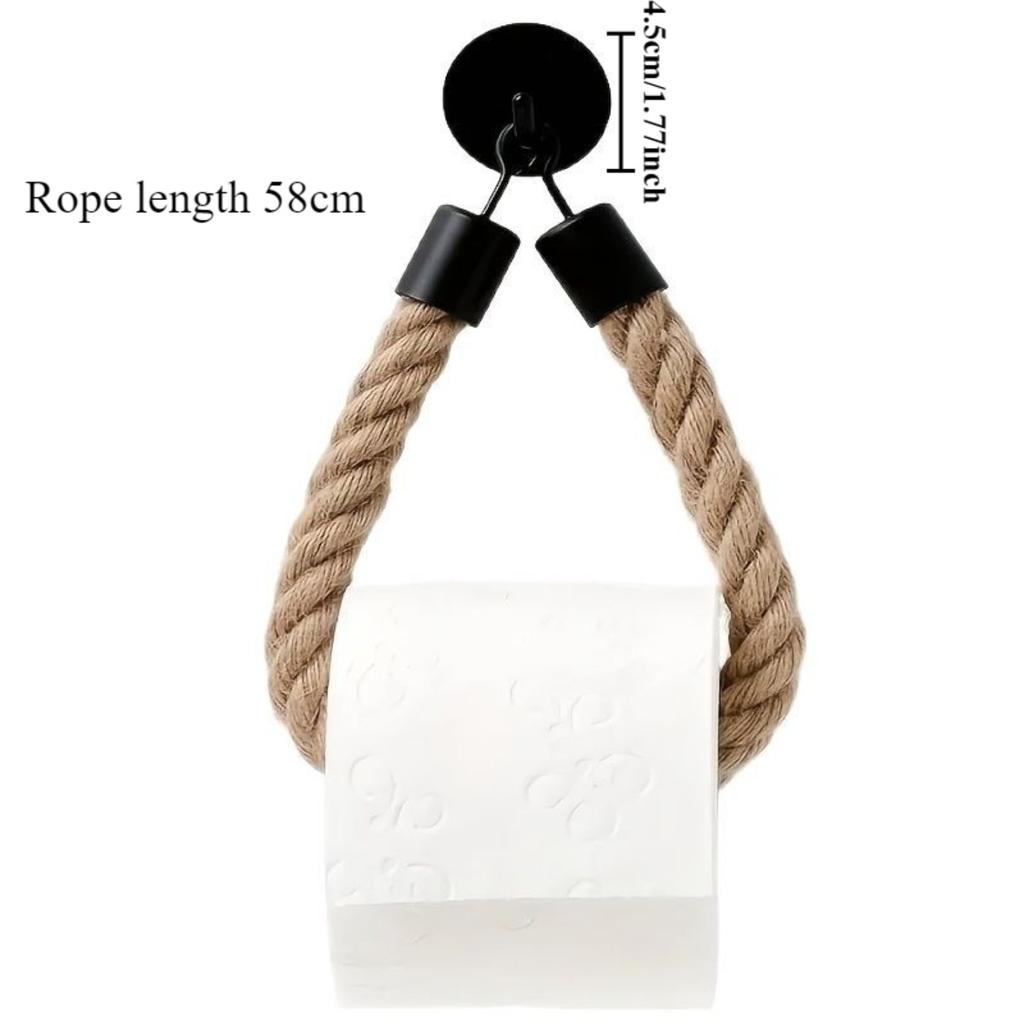 Retro Hemp RopeToilet Roll Paper Holders Punchless Wall Mounted Rack Washroom Decor Tissue Holder Bathroom Storage Accessories