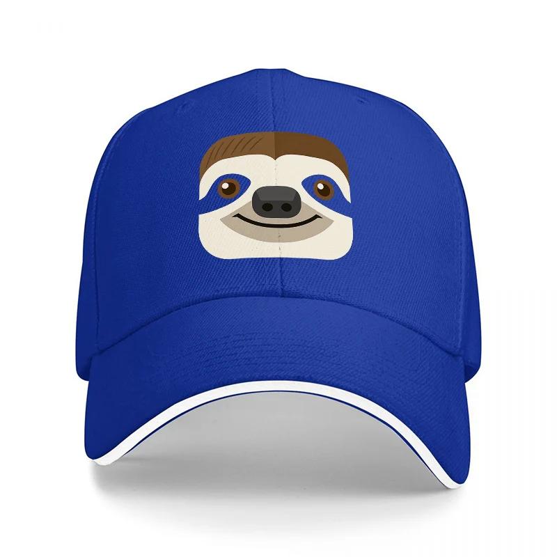 Sloth Face Design Black Baseball Cap Adjustable Hat for Men and Women Casual Outdoor Wear Fashion Accessory