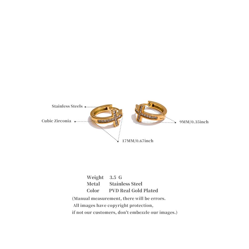 Eetit Hochwertige Zirkonia Kreuz Creolen Vielseitig Täglich Eingetroffen Edelstahl Charm Schmuck Geschenk