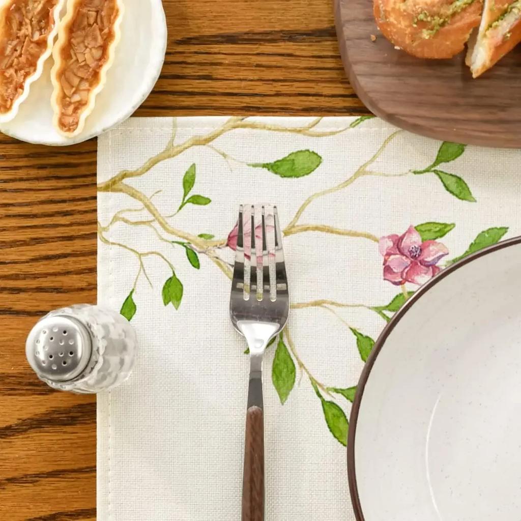 Tulip Buffalo Plaid Truck Spring Summer Placemats 30x45CM Seasonal Spring Decoration for Dining Table Mat Kitchen