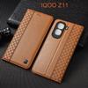 Napa Inner Grid Genuine Leather Flip Case for IQOO Z11 Turbo Z11X Phone Cover Card Cases Scratch Proof