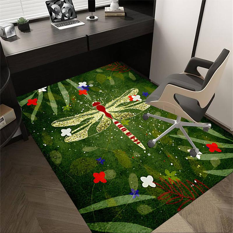 1PC Dragonfly Flowers Extra Large Non Slip Floor carpet, Office, family, bedroom, Studio   Large Area Rug Indoor Rugs, , Vibrant Colors