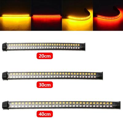 20/30/40cm Motorcycle LED Flowing Turn Signal Indicator Lights Red Strobe Brake Light Tail Lamp Strip Decor Driving Lamps