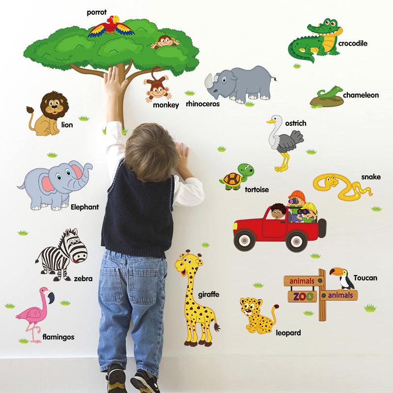 Removable Cartoon Wall Stickers for Kids Room Kindergarten Creative Christmas Birthday Gift Decals