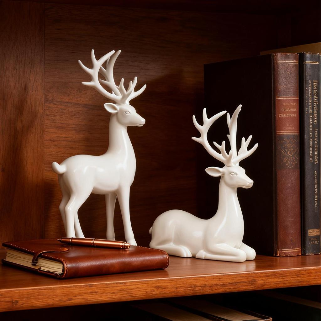 Rentierdekorationen 2 Stück Hirsch Weihnachtsdekorationen Schreibtisch Elchskulptur Für Wohnzimmer Schlafzimmer Feiertag Winter Innenparty