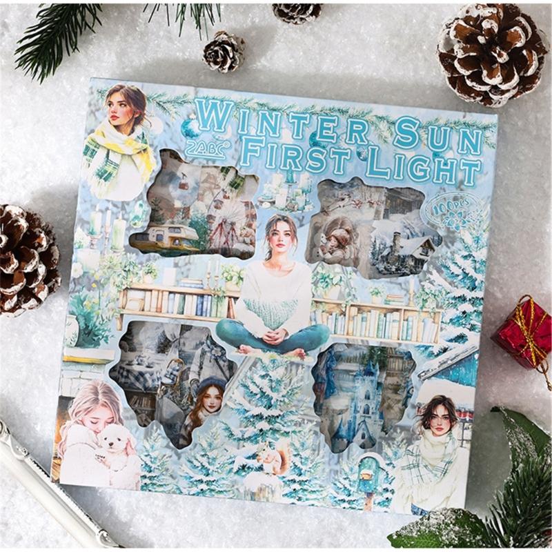 Seasonal Flower PET Sticker Aesthetic Sticker for Scrapbooking Notebook Journal Water Bottle Laptop Skateboard Packaging