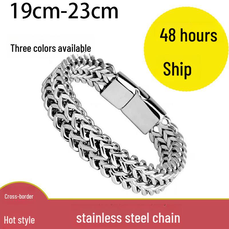 

Men s Stainless Steel Double-Row Dragon Bone Magnetic Clasp Bracelet 4*8 Silver 19CM