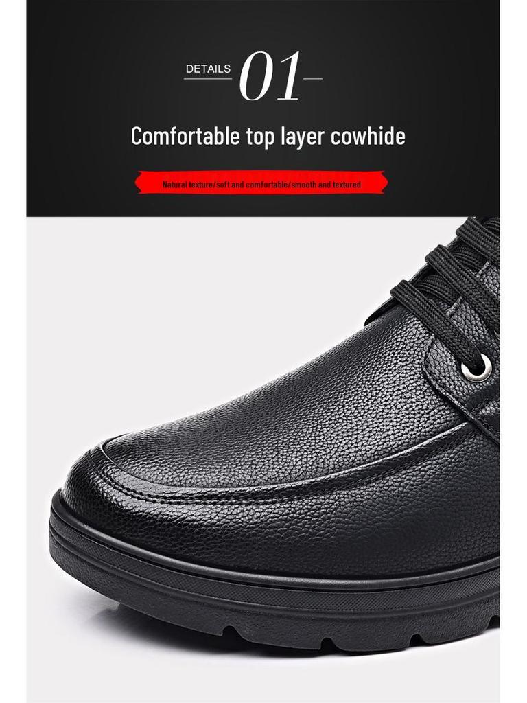 Pánské zimní protiskluzové bavlněné boty s velurovou podšívkou - Neformální venkovní obuv pro tatínky středního věku