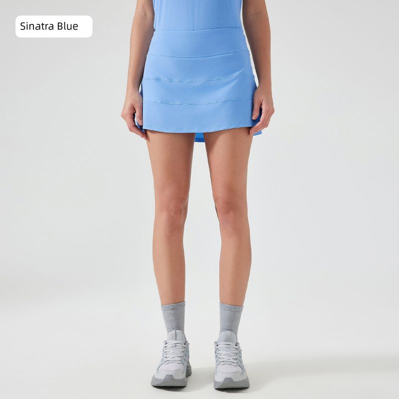 Foreign Trade New Sports Short Dress Women Summer Ice Feeling Quick-Drying Breathable Fake Two Pieces Anti-exposure Yoga Skirt Fitness Tennis Skirt