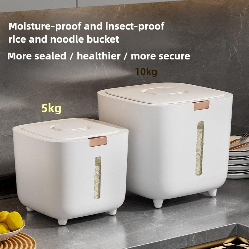 Household Food Grade Airtight Rice Container Insect Proof Moisture Proof Sealed Rice Bin For Flour Grain Rice Storage Organizer
