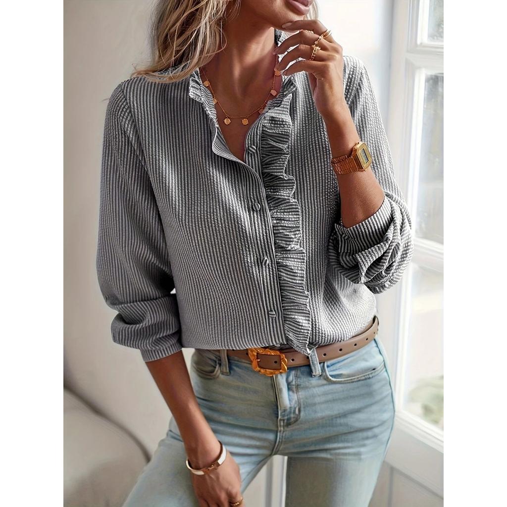 Fall Winter Women's Long Sleeve Shirt Elegant Commute Blouse Top for Casual Daily Office Wear