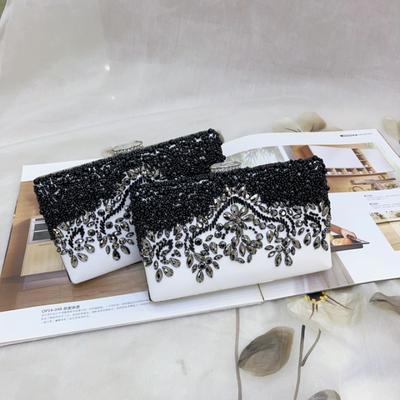 Ladies Retro Style Dinner Bag Hand-sewn PU Diamond Embroidered Beads Evening Bag Hand-held Oblique Span Bag Women's Bag