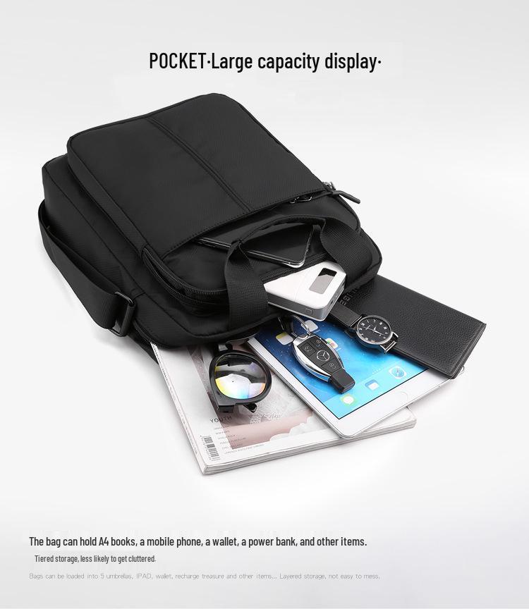 Herren-Einfarbiger Polyester-Crossbody-Rucksack – Große Kapazität, Lässiges Business-Vertikales Design