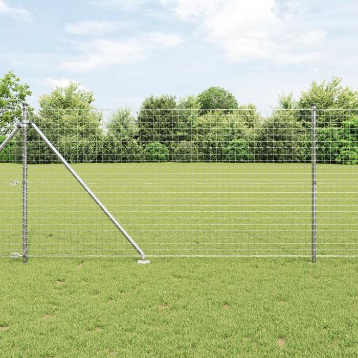 Posts de clôture vidaXL avec pique 52 pcs Ø32 mm 140 cm en acier galvanisé 3350210