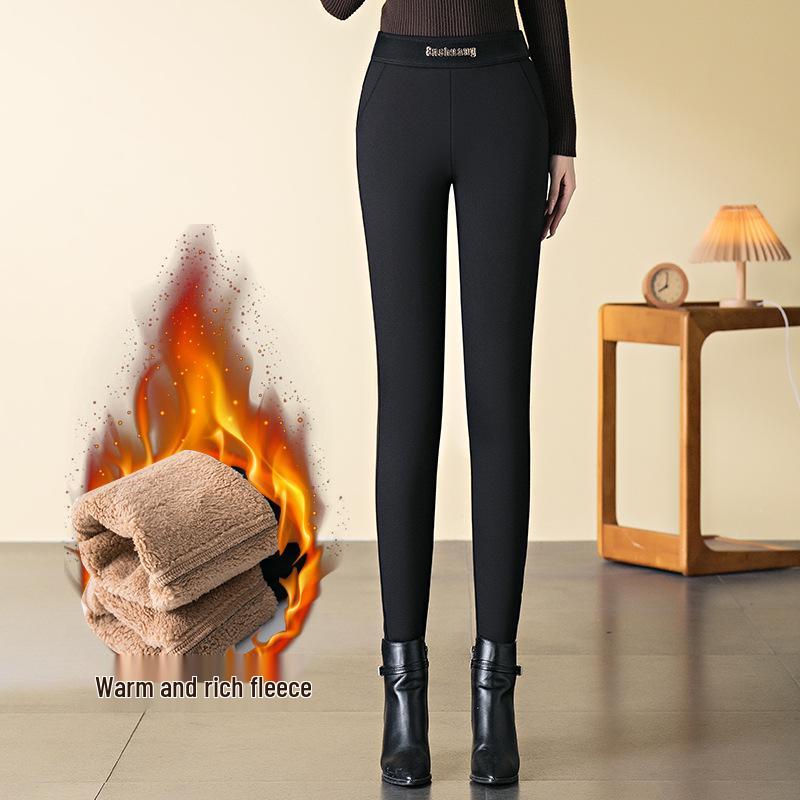 

Плюшевые леггинсы с высокой талией и эффектом похудения для женщин: Зимняя мода, Большой размер, Эластичная посадка, Идеально для мам среднего возраста L чёрный