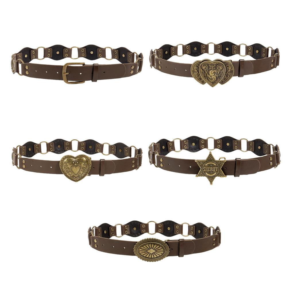 Heart Buckle Waist Belt Punk Chain Heavy Duty Grunge Buckle Modern Waistband Waist Chain Studded Belt