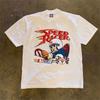 Anime Racer Men Clothes Fashion Summer T-Shirts Streetwear 100% Cotton Loose Tops Breathable Tee Solid Color Vintage Streetwear
