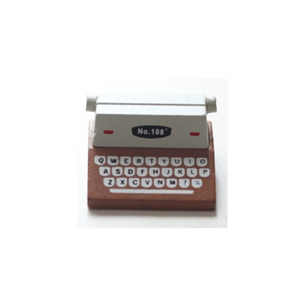 Miniature Sticky Note Holder Wooden Typewriter shaped Message Folder  for Home And Office