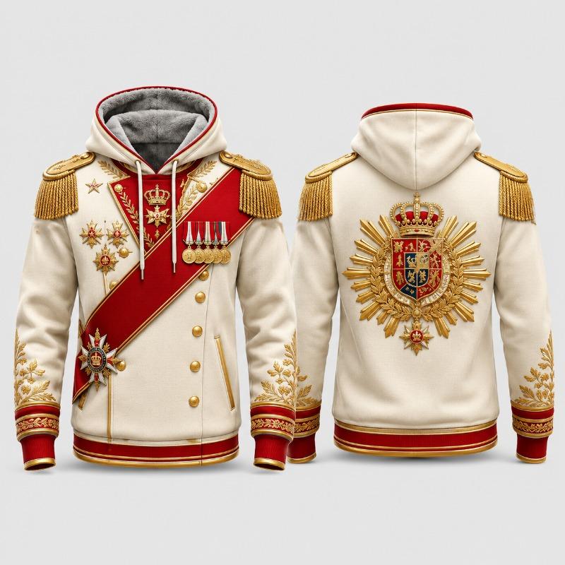 Felpa con Cappuccio Stampa 3D Uniforme Guardia Reale da Uomo Poliestere Manica Lunga Pullover Costume Streetwear Felpa