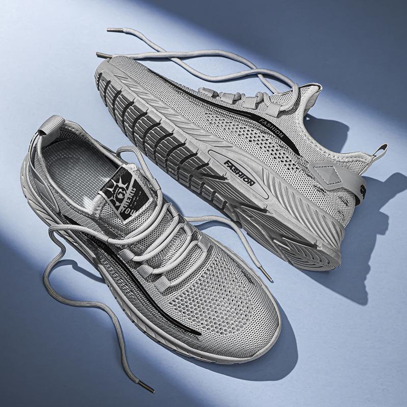 Putian Summer Single Mesh Casual Breathable Shoes Versatile Trendy Shoes Mesh Flying Woven Shoes Hollow Sports Shoes Men's Running Shoes