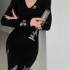 Butterfly Dream Woven Sequin Slim-Fit Mermaid Dress - Women's French Style Knit for Spring/Autumn