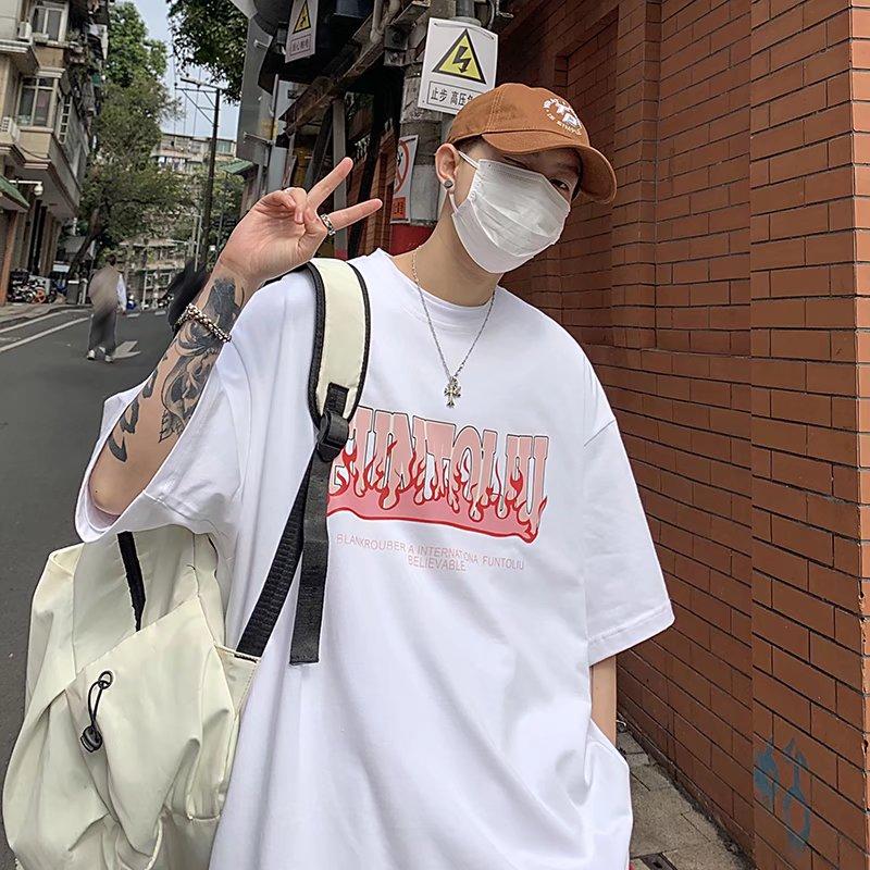 

Футболка с короткими рукавами для мужчин 2024 года, модная, с рукавом пять дюймов, универсальная, повседневная, свободная, студенческая, с короткими рукавами, повседневная, модная, с принтом 4XL белый