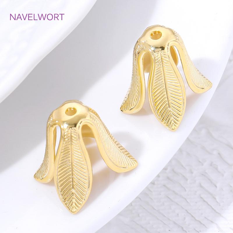 18K Gold Plated Brass Tree Leaf Bead Caps For Bracelet Making,Cap For Beads,DIY Beading Accessories,Materials For Jewelry