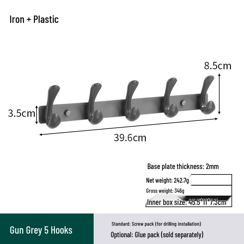 Space Aluminum No-Drill Clothes Hook for Bedroom/Bathroom Doors