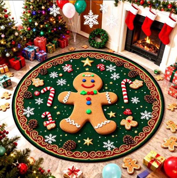 Christmas Tree Pattern Rugs for Bedroom Round Living Room Decoration Red Carpet Soft Study Floor Mat Washable Home Anti-slip Rug